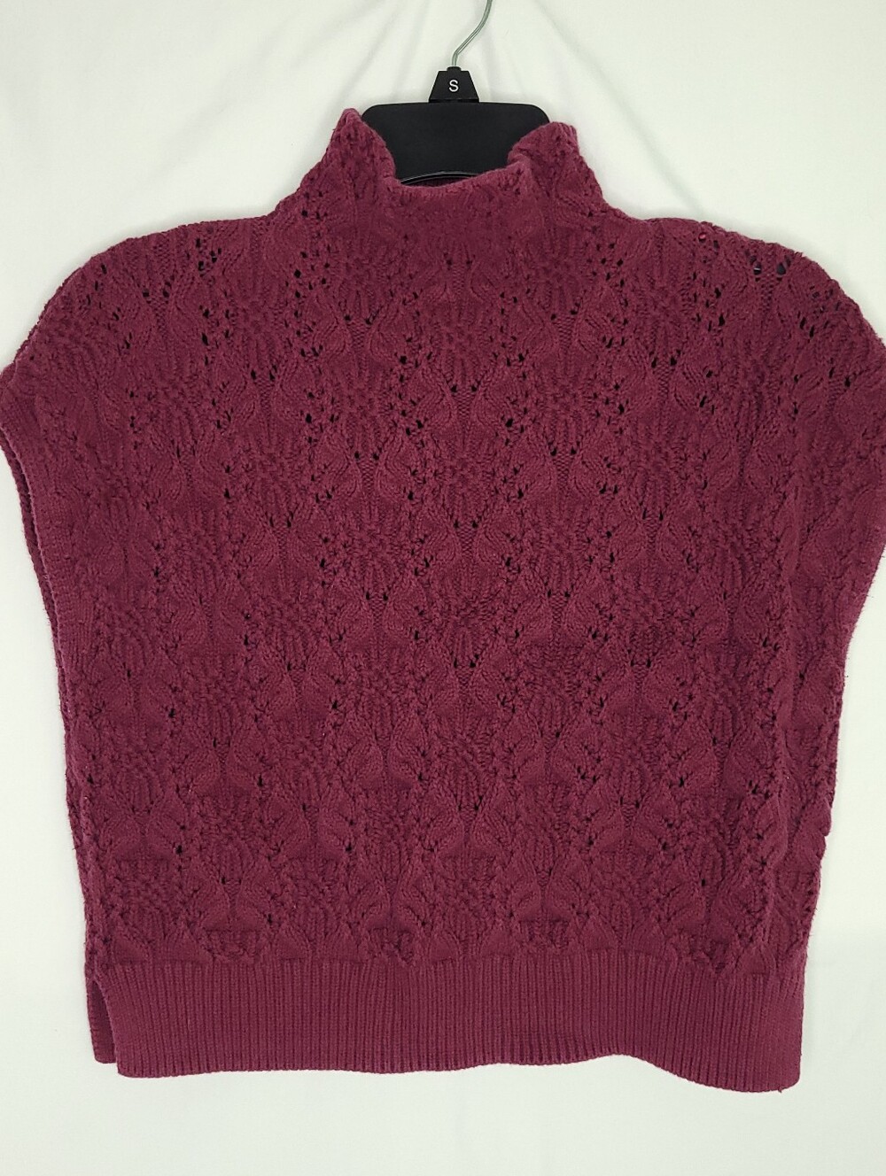 FREE PEOPLE Women's Burgundy Sleeveless Cropped Mockneck Sweater Minimalist XS